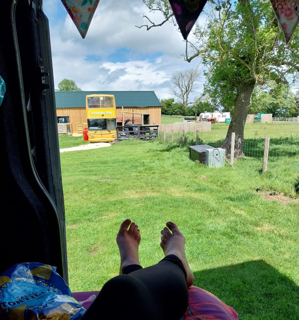 My view from the door of my campervan as I drink my morning cuppa.